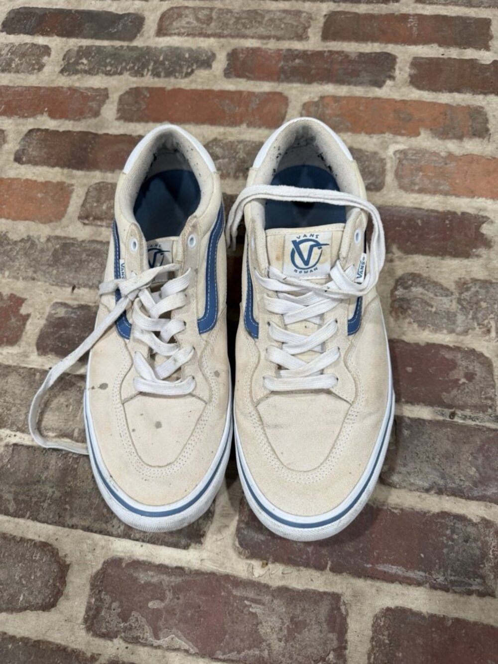 Vans Raw Canvas Skate Old Skool Shoes Cream and blue, sz 13